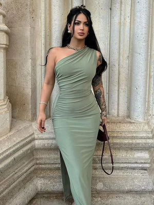 Wjczt Summer Maxi Dress Women Sexy Split Fashion Sleeveless Backless Slim Dress Female Casual Streetwear Club Elegant Party Dresses - Wjczt