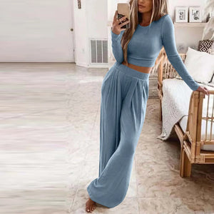 Wjczt Autumn Winter Sleepwear Pajamas for Women Long Sleeve Top + Long Pants Casual Tracksuit Pijama Women's Home Clothes Pajama Sets - Wjczt