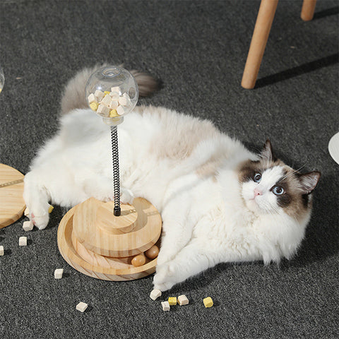Jouet interactif pour l'alimentation pour chat avec socle en bois – Pour  toi Mon chat