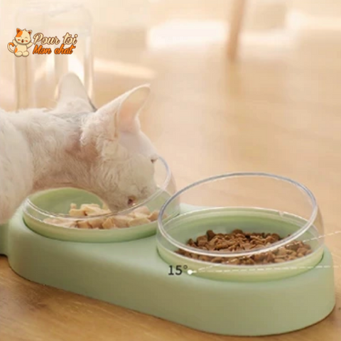 Distributeur croquettes et eau 3,75L pour chien et chat