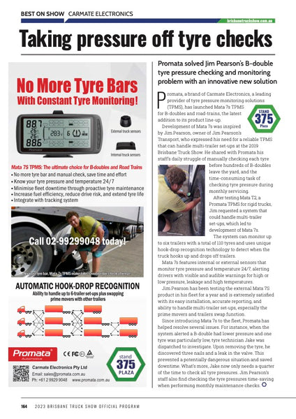 Taking pressure off tyre checks with promata tpms