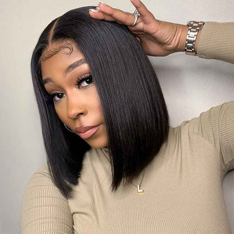 Short Bob Wigs Brazilian Straight Human Hair Lace Front Wigs