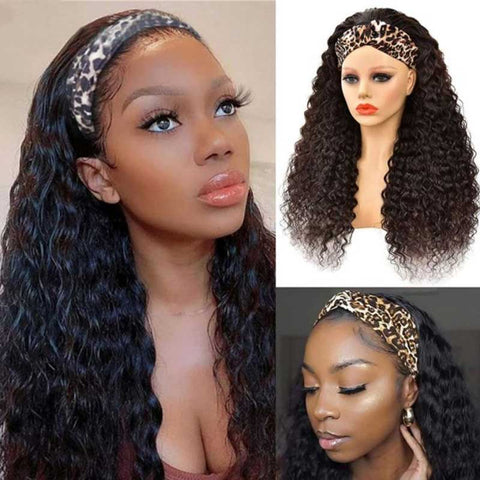 Water Wave Half Wig With Headband 100% Virgin Hair