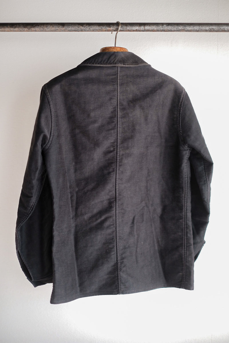 40's】French Vintage Black Moleskin Work Jacket 