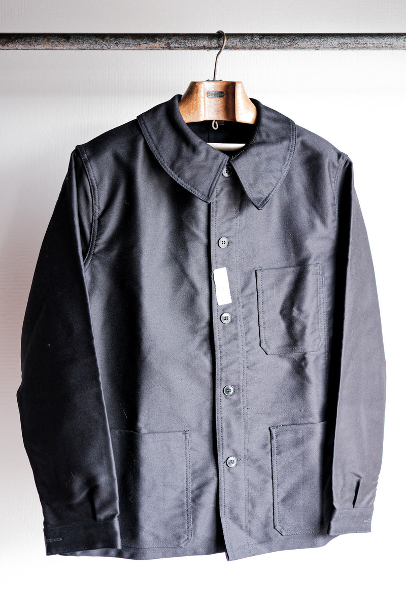 60's] French Vintage Black Moleskin Work Jacket Size.50 