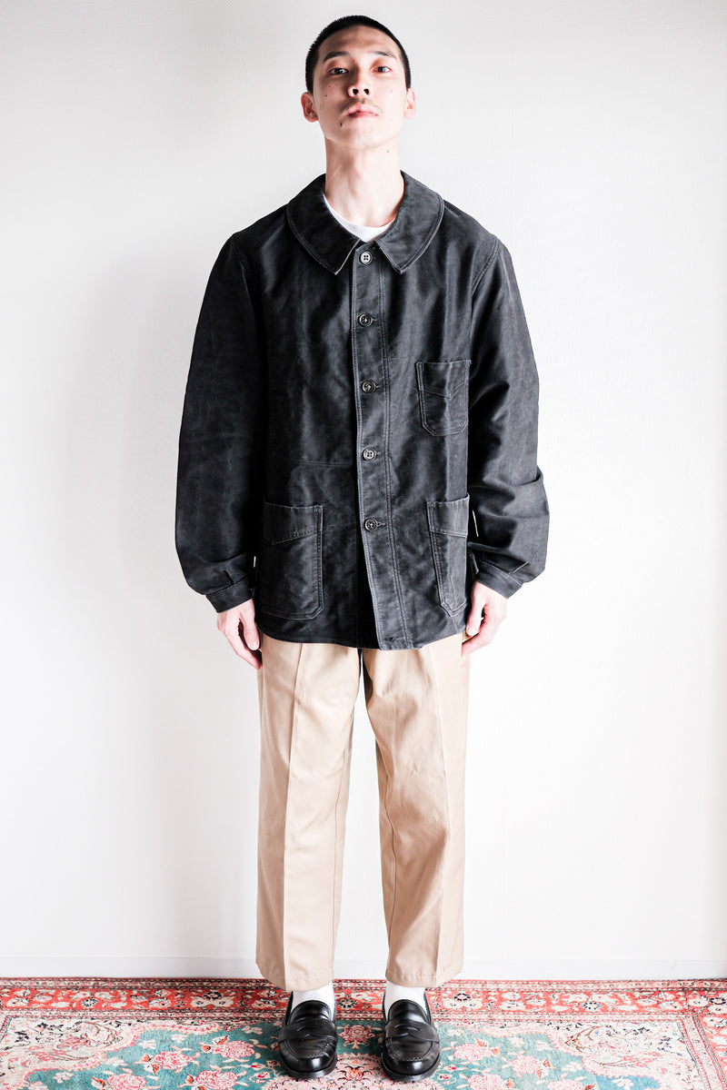 early40´s french black moleskin jkt-