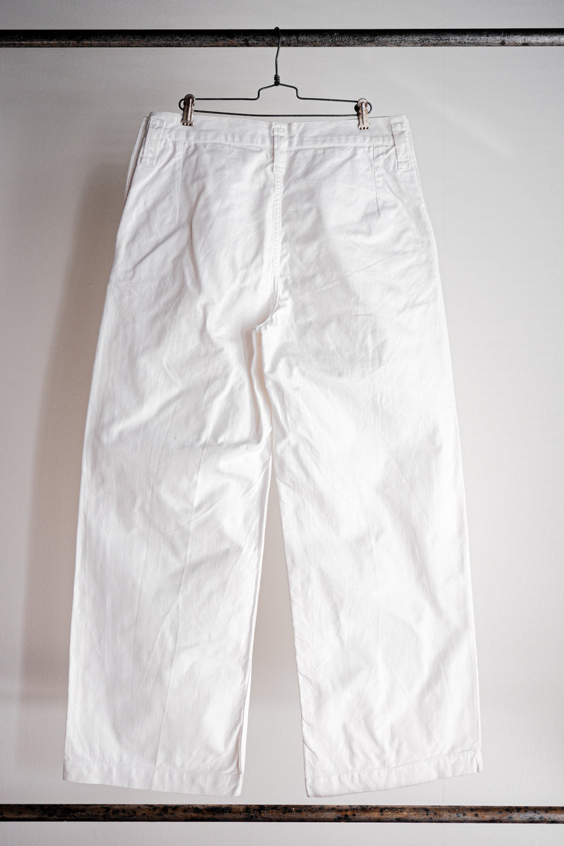 50's] French Navy White Linen Sailor Pants 