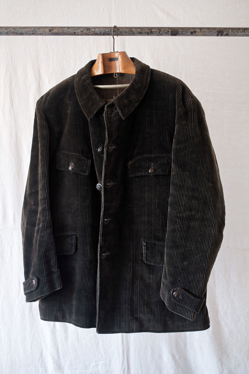 【~40's】French Vintage Dark Brown Corduroy Hunting Jacket