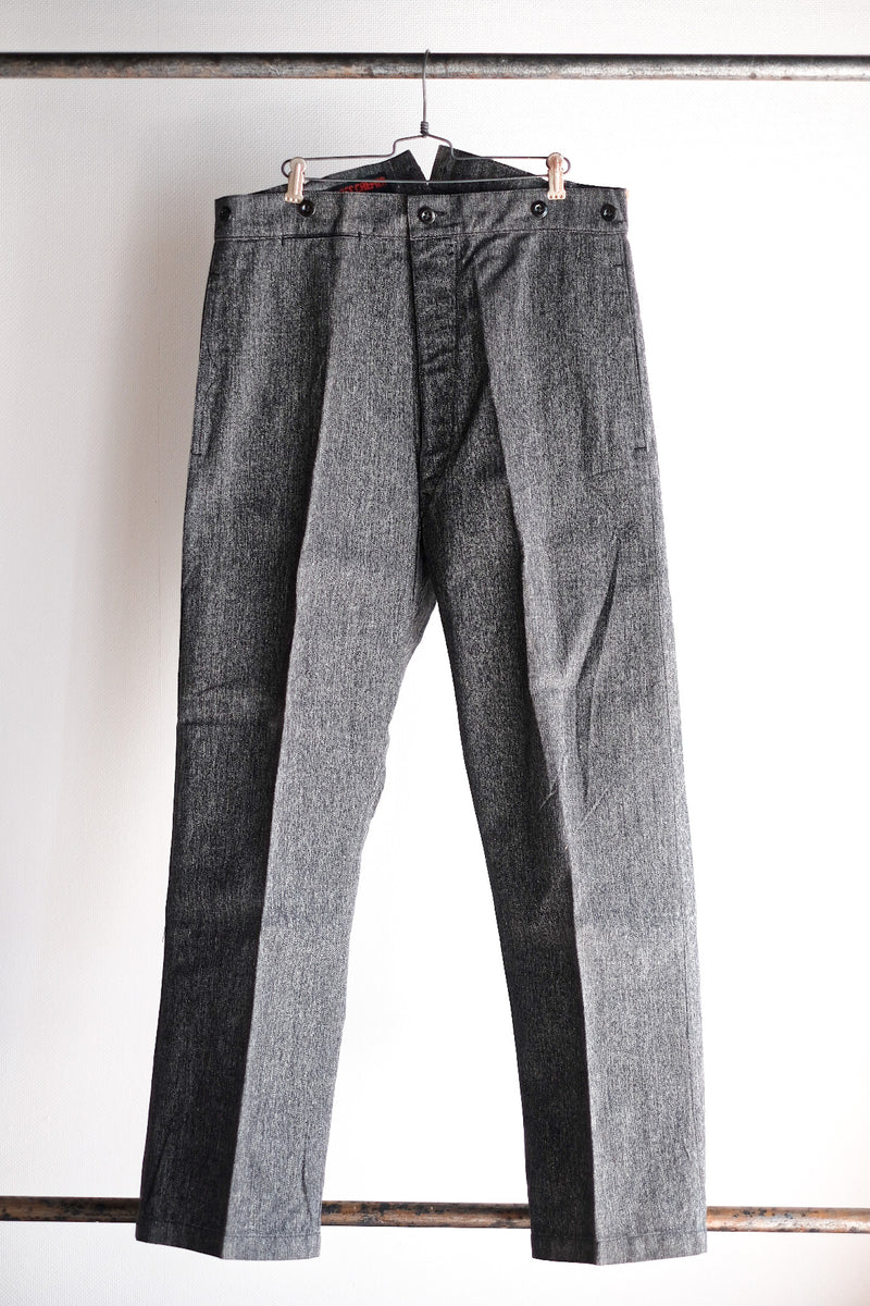 30's] French Vintage Black CHAMBRAY WORK PANTS 