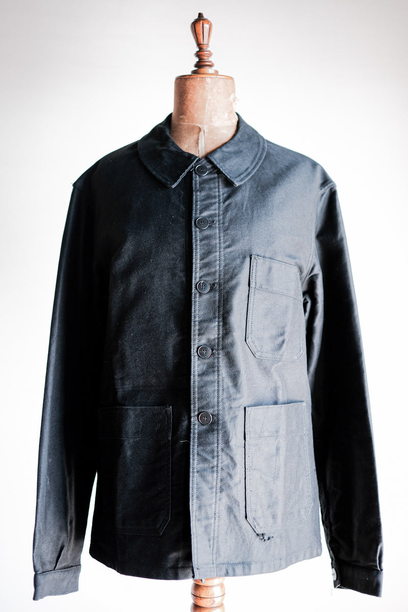 60's] French Vintage Black Moleskin Work Jacket Size.46 