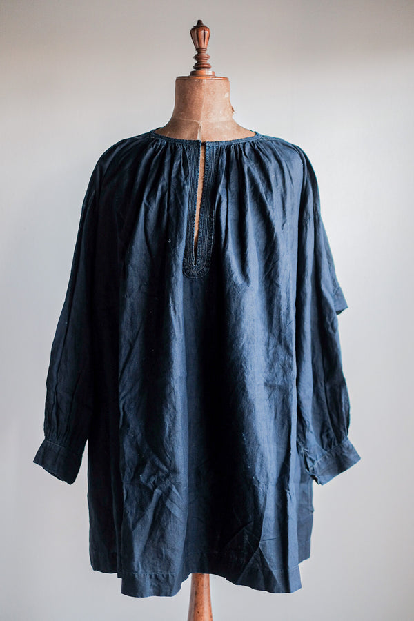 Early 20th C] French Antique Indigo Linen Smock 