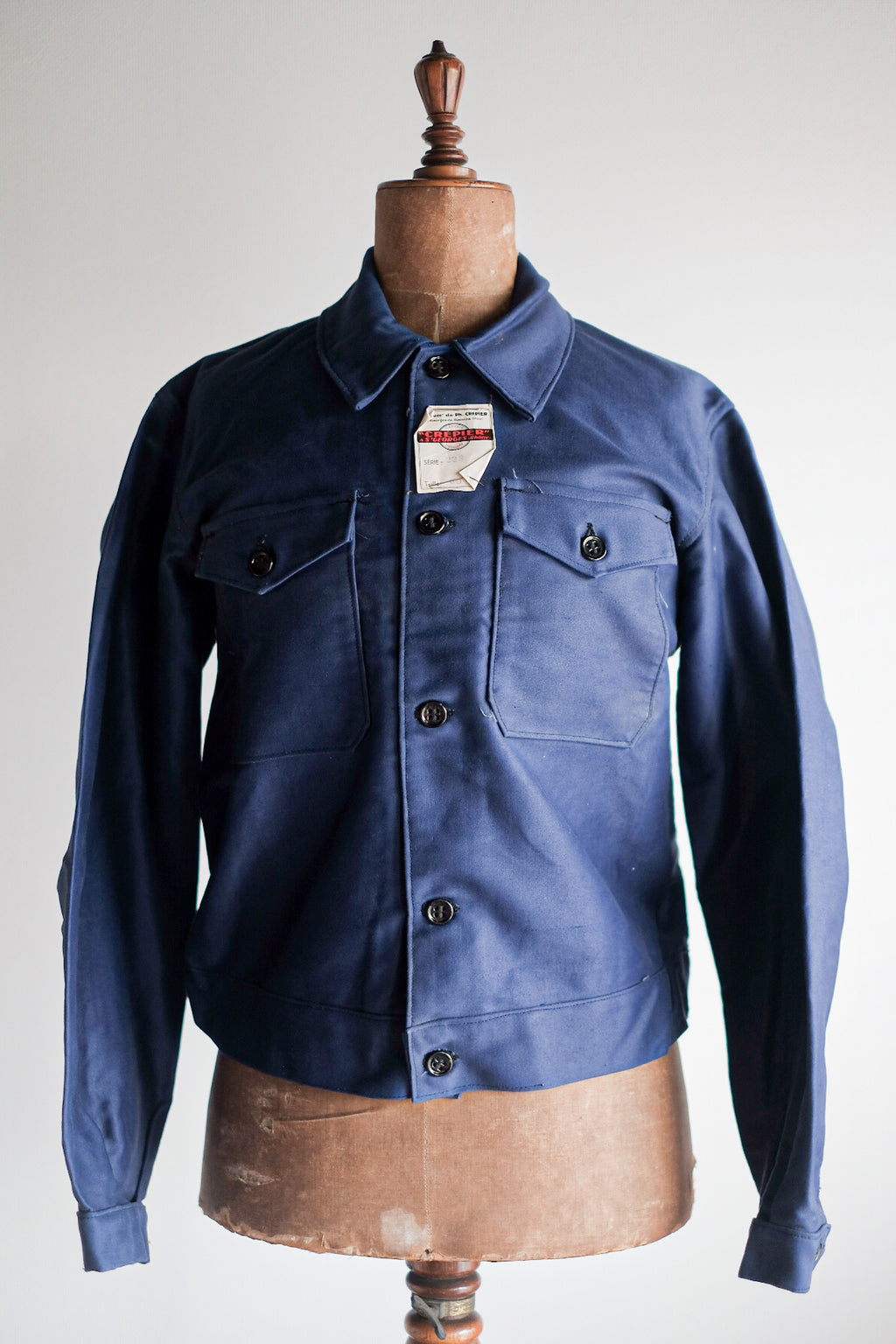 40's] French Vintage Blue Moleskin Cyclist Jacket 