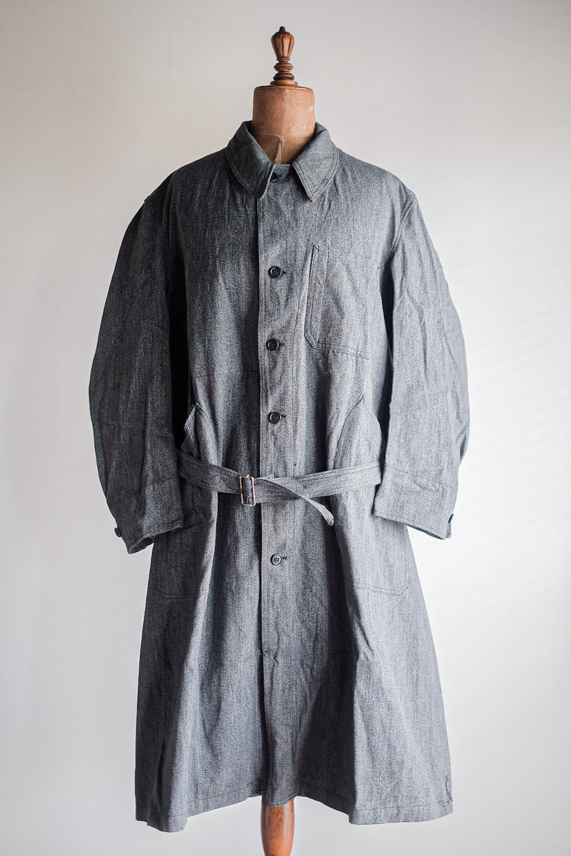 50's】French Vintage PTT Black Chambray Atelier Coat “Dead Stock