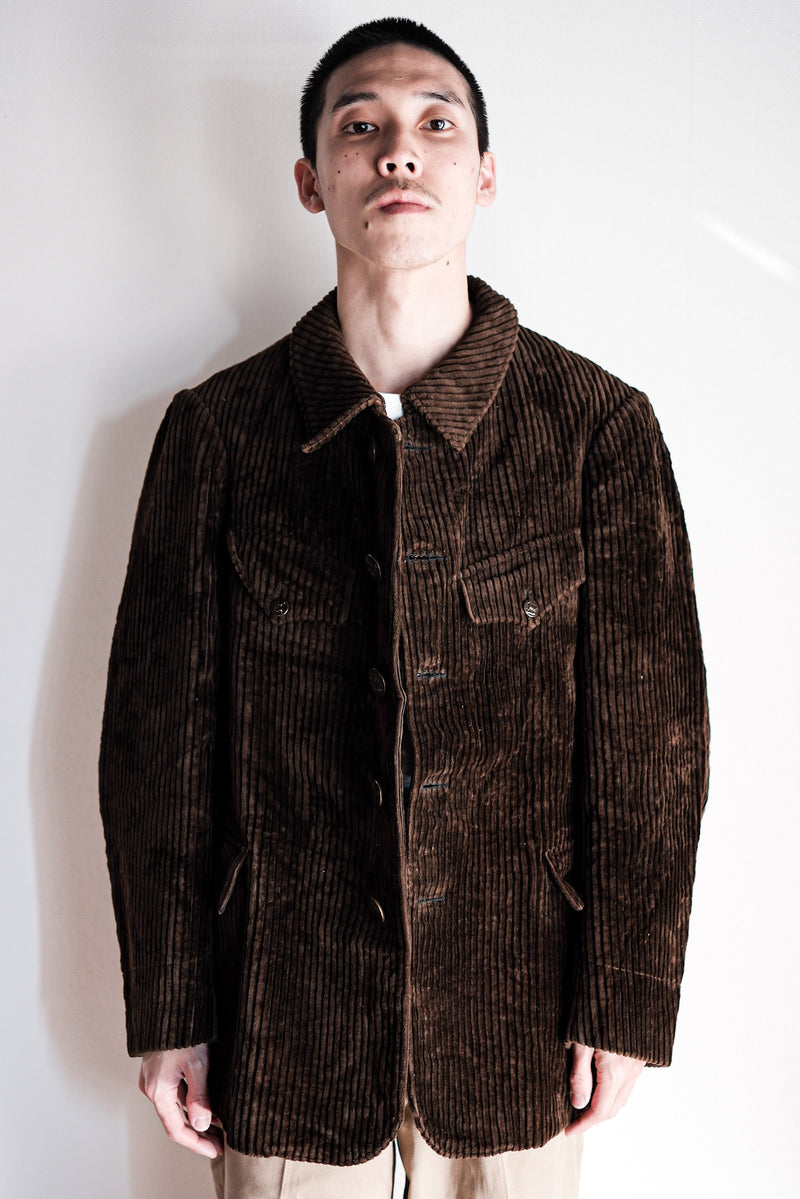 30's] French Vintage Brown Heavy Corduroy Hunting Jacket 