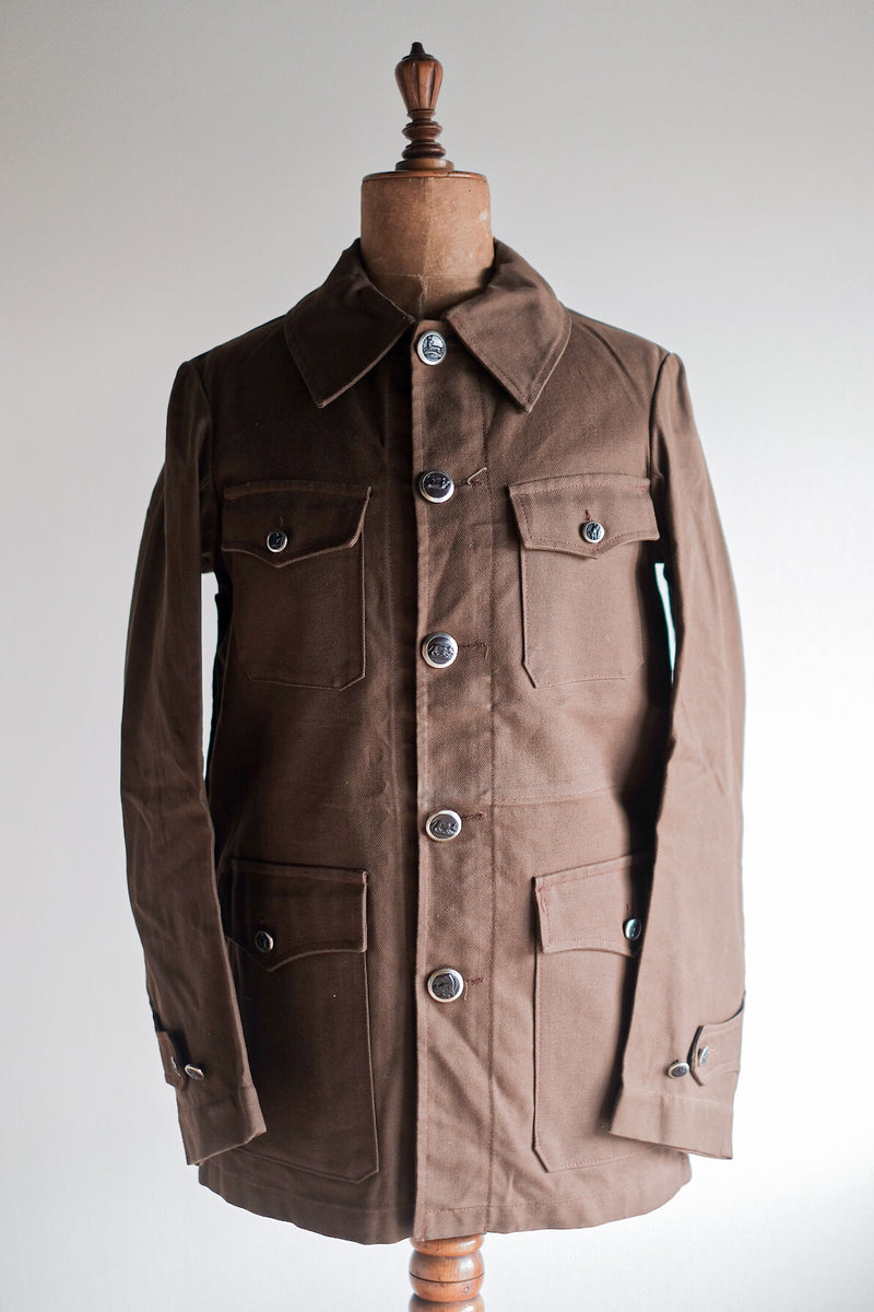 40's] French Vintage Brown Cotton Twill Hunting Jacket 