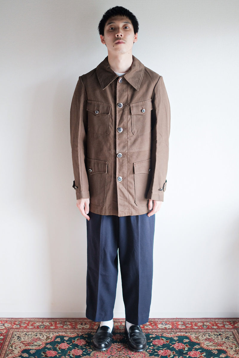 40's] French Vintage Brown Cotton Twill Hunting Jacket 