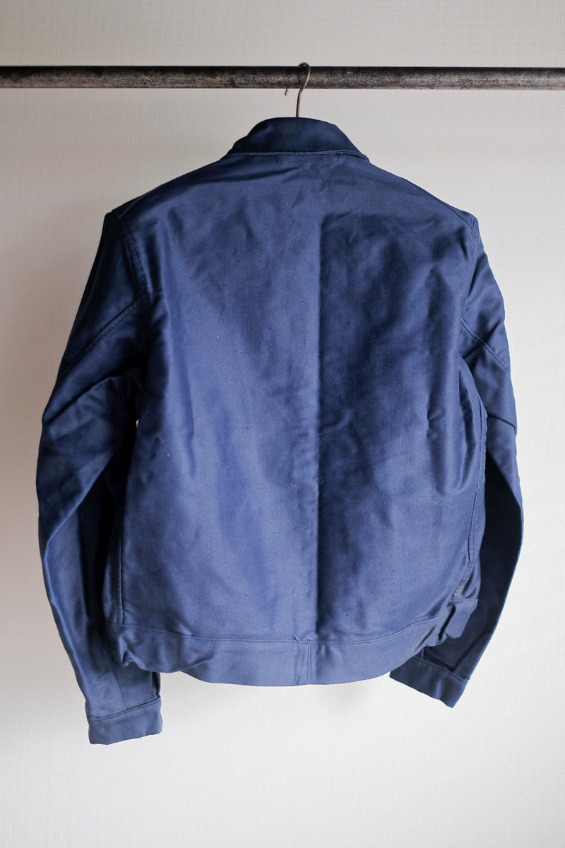 40's] French Vintage Blue Moleskin Cyclist Jacket 