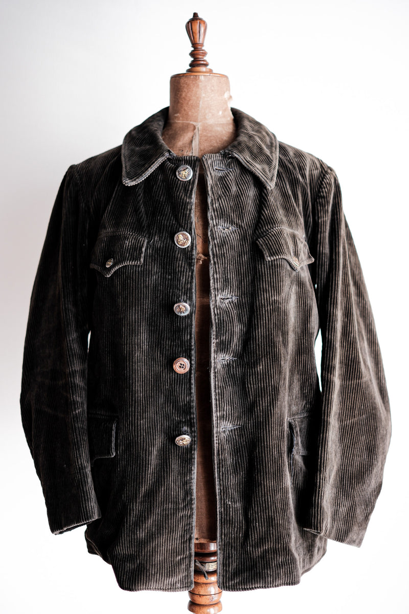 40s French vintage hunting jacket コーデュロイ-