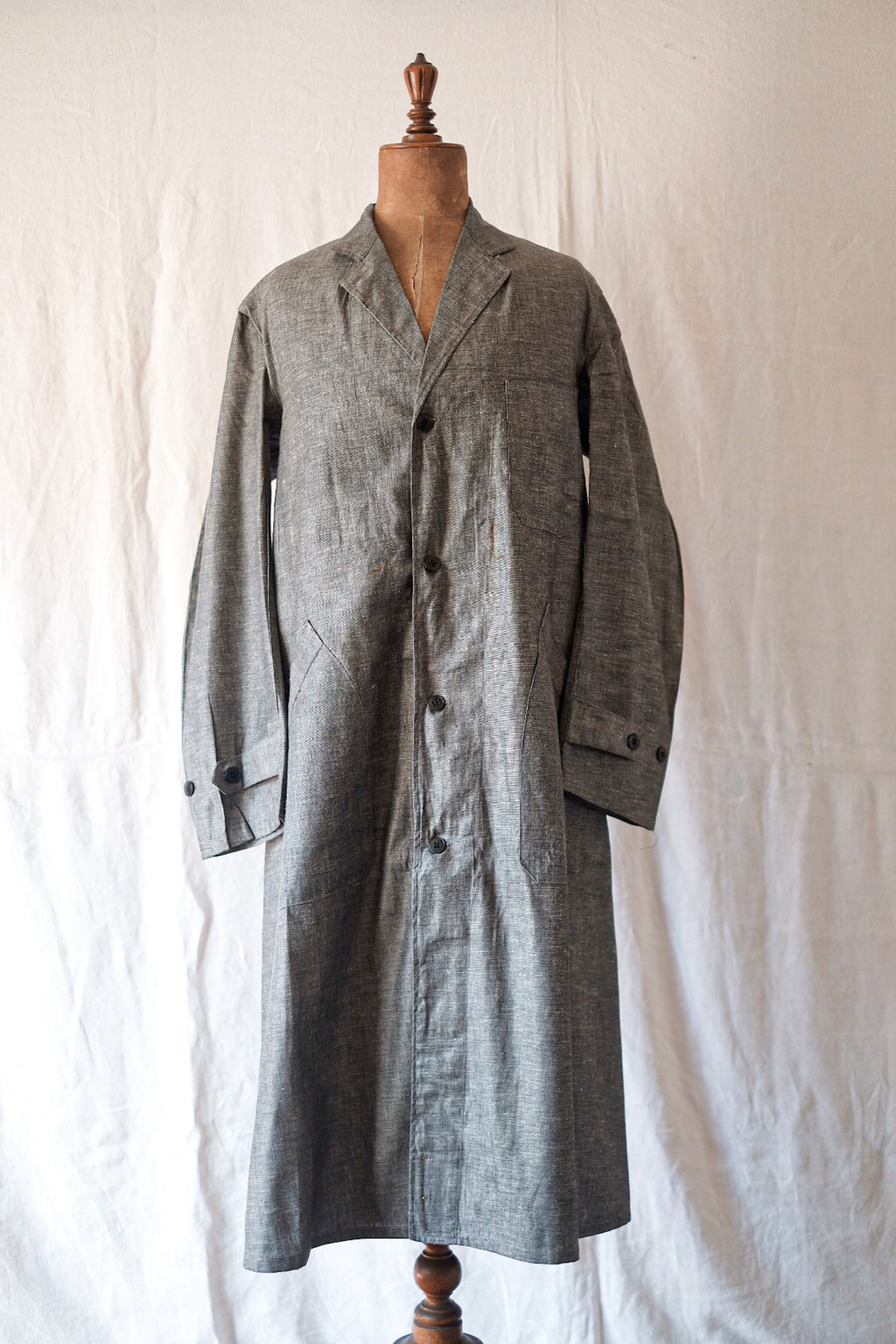 【~40's】French Vintage Linen Chambray Atelier Coat 