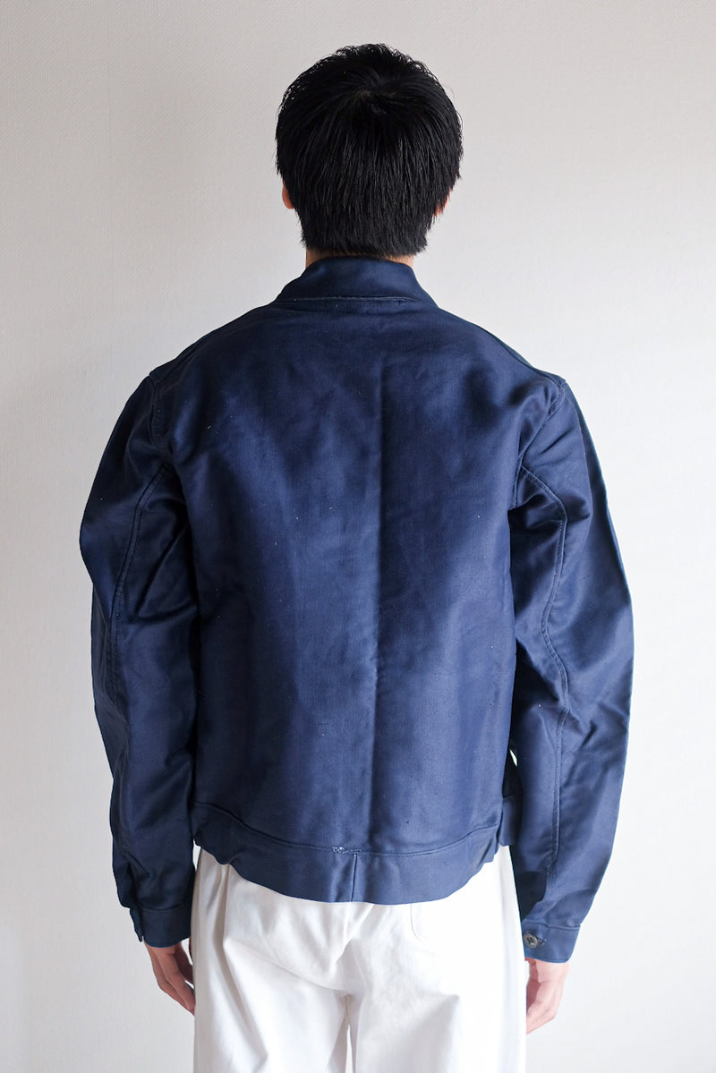 40's] French Vintage Blue Moleskin Cyclist Jacket 