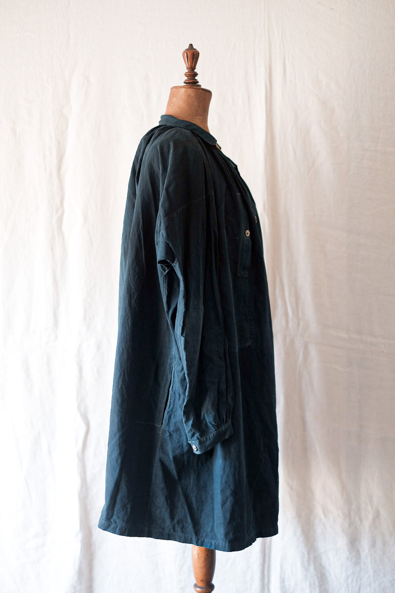 Early 20th C] French Antique Indigo Linen Smock Open Type 