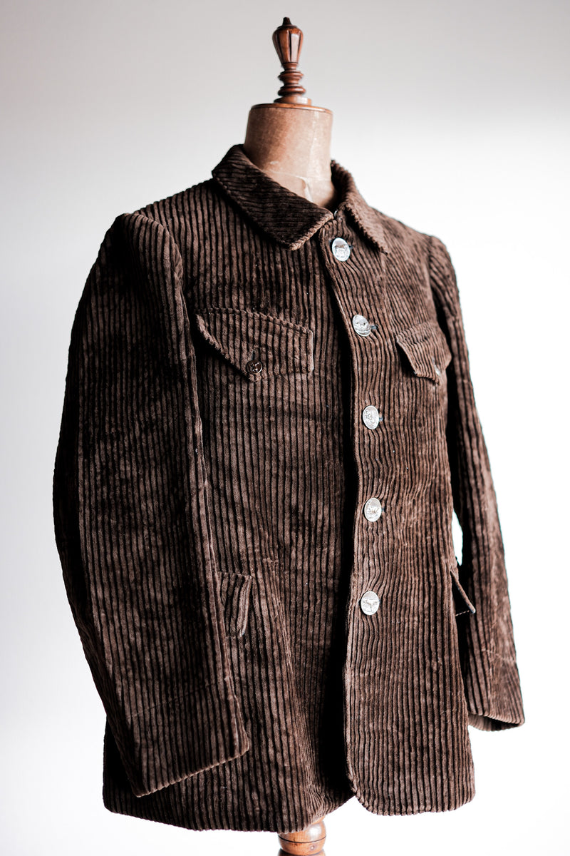 30's] French Vintage Brown Heavy Corduroy Hunting Jacket 