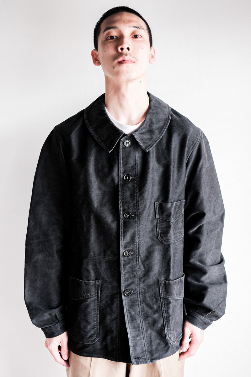 early40´s french black moleskin jkt-