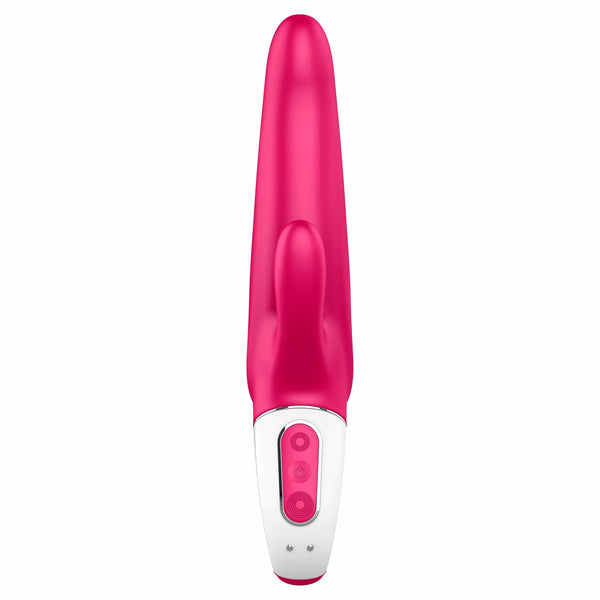 front view of the satisfyer mr. rabbit vibrator mr eis030 pink