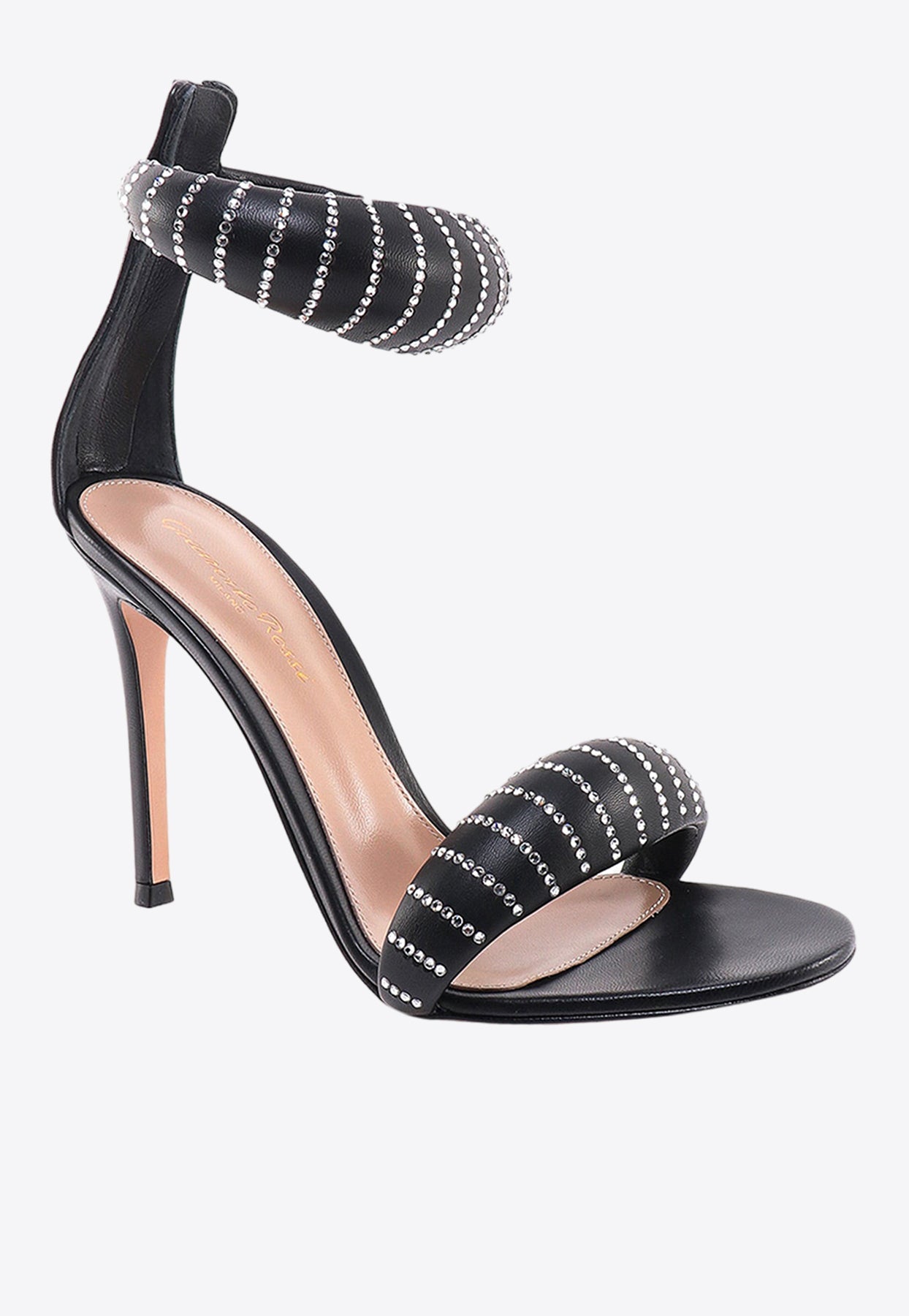 Shop Gianvito Rossi Bijoux 105 Crystal Embellished Sandals In Black