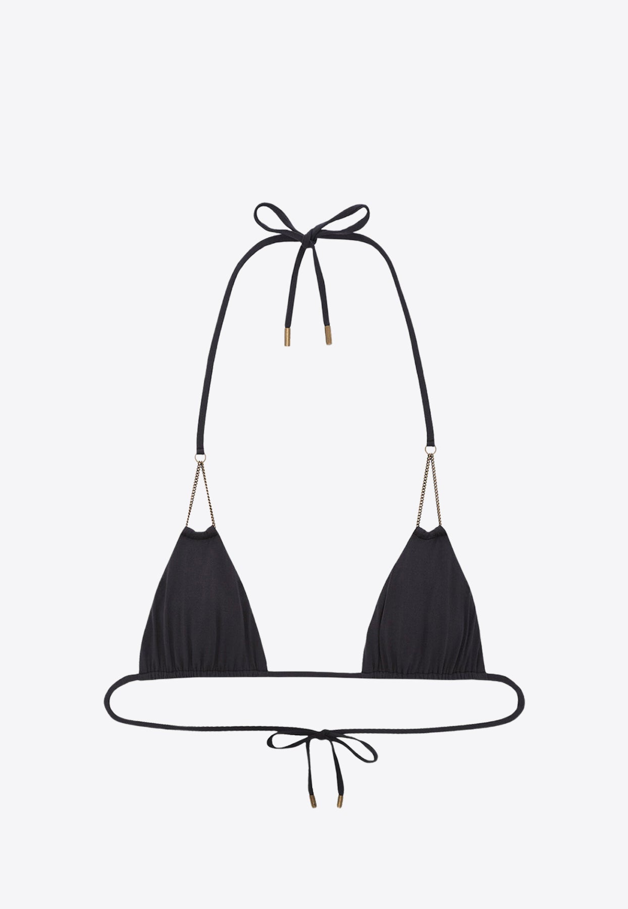 Shop Saint Laurent Chain-link Halterneck Bikini Top In Black