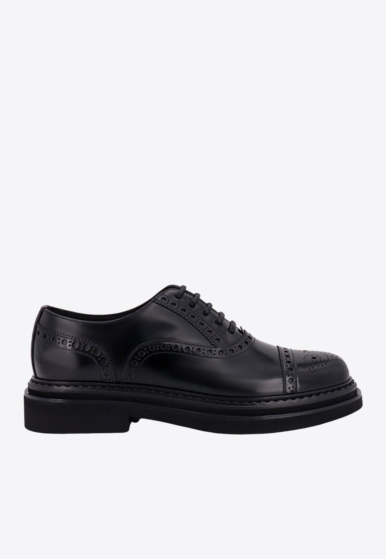 Dolce & Gabbana Brushed Calf Leather Oxford Shoes In Black