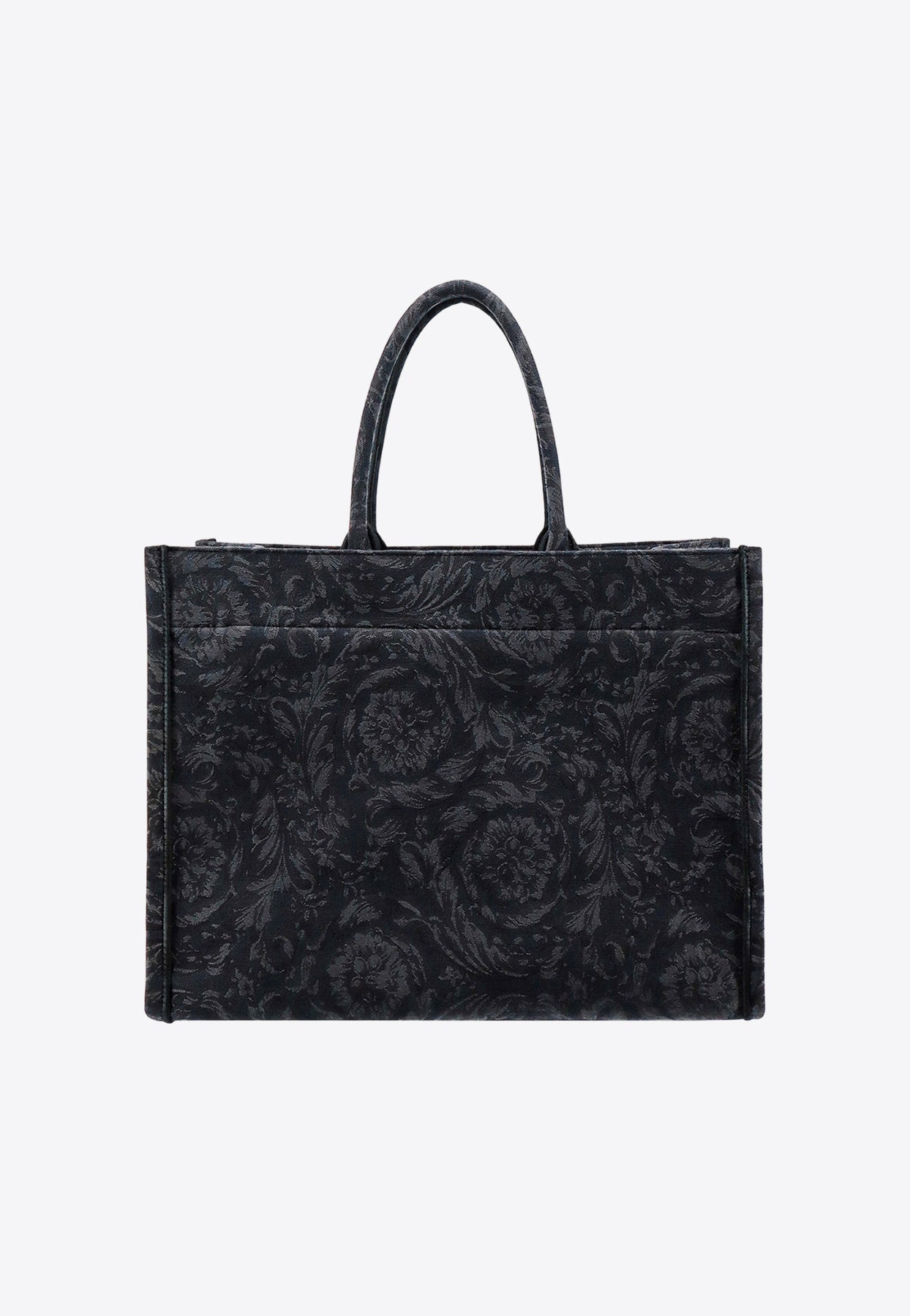 Shop Versace Barocco Athena Jacquard Canvas Tote Bag In Black