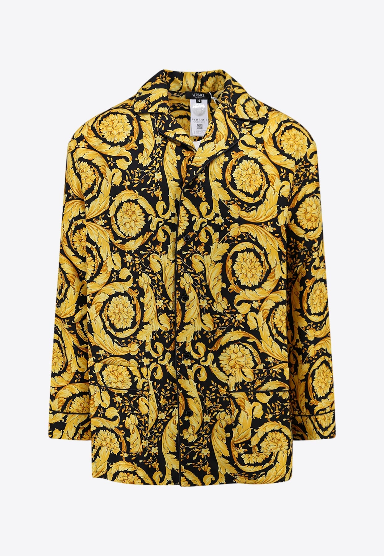 Shop Versace Barocco Silk Pajama Top In Gold