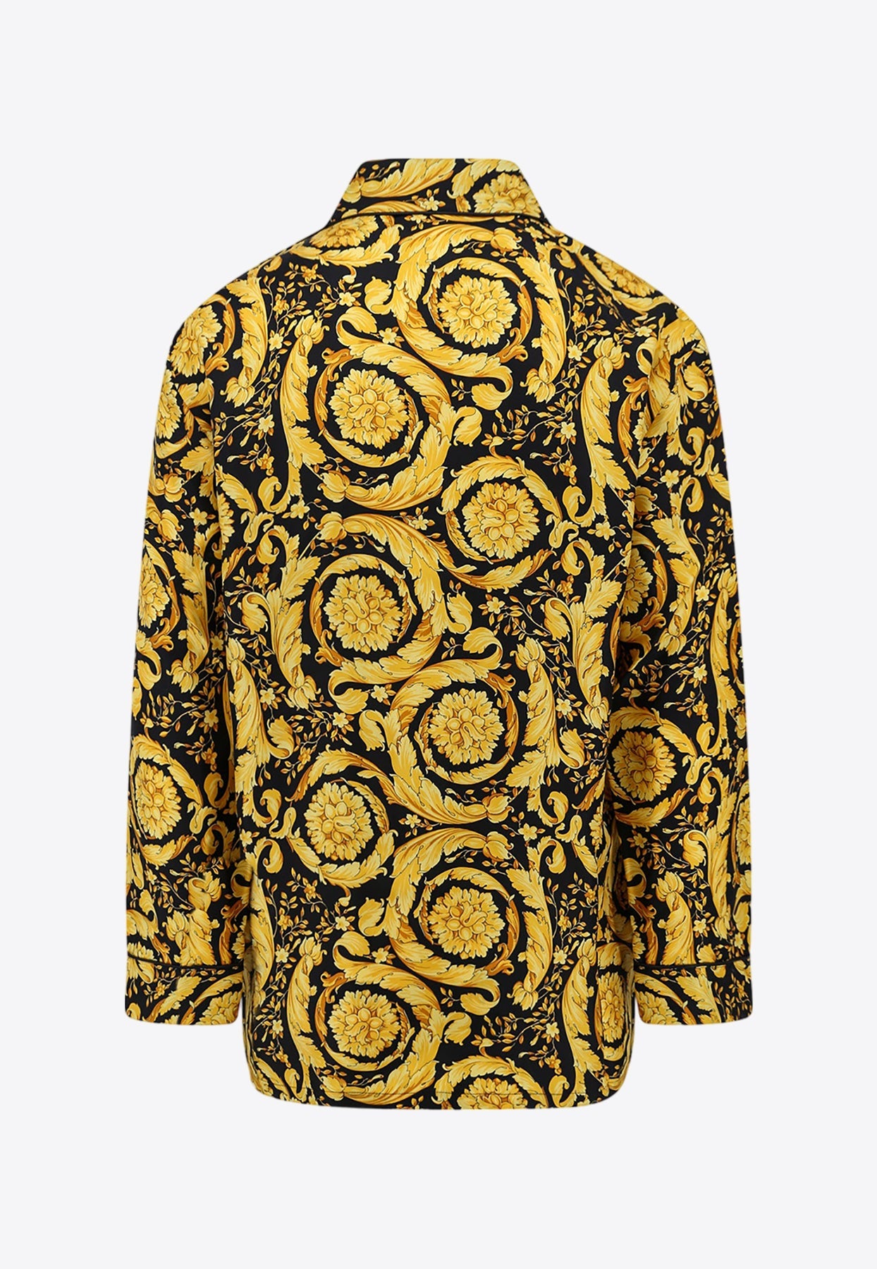 Shop Versace Barocco Silk Pajama Top In Gold