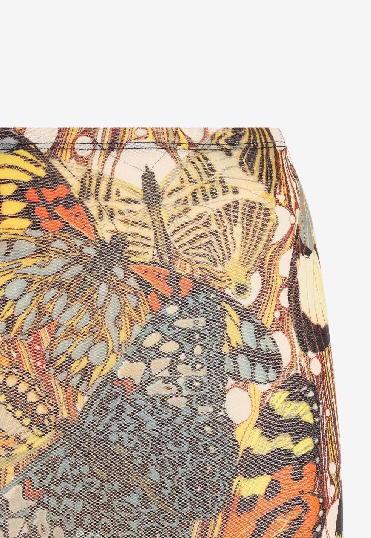 Shop Jean Paul Gaultier Butterfly-print Maxi Mesh Skirt In Multicolor