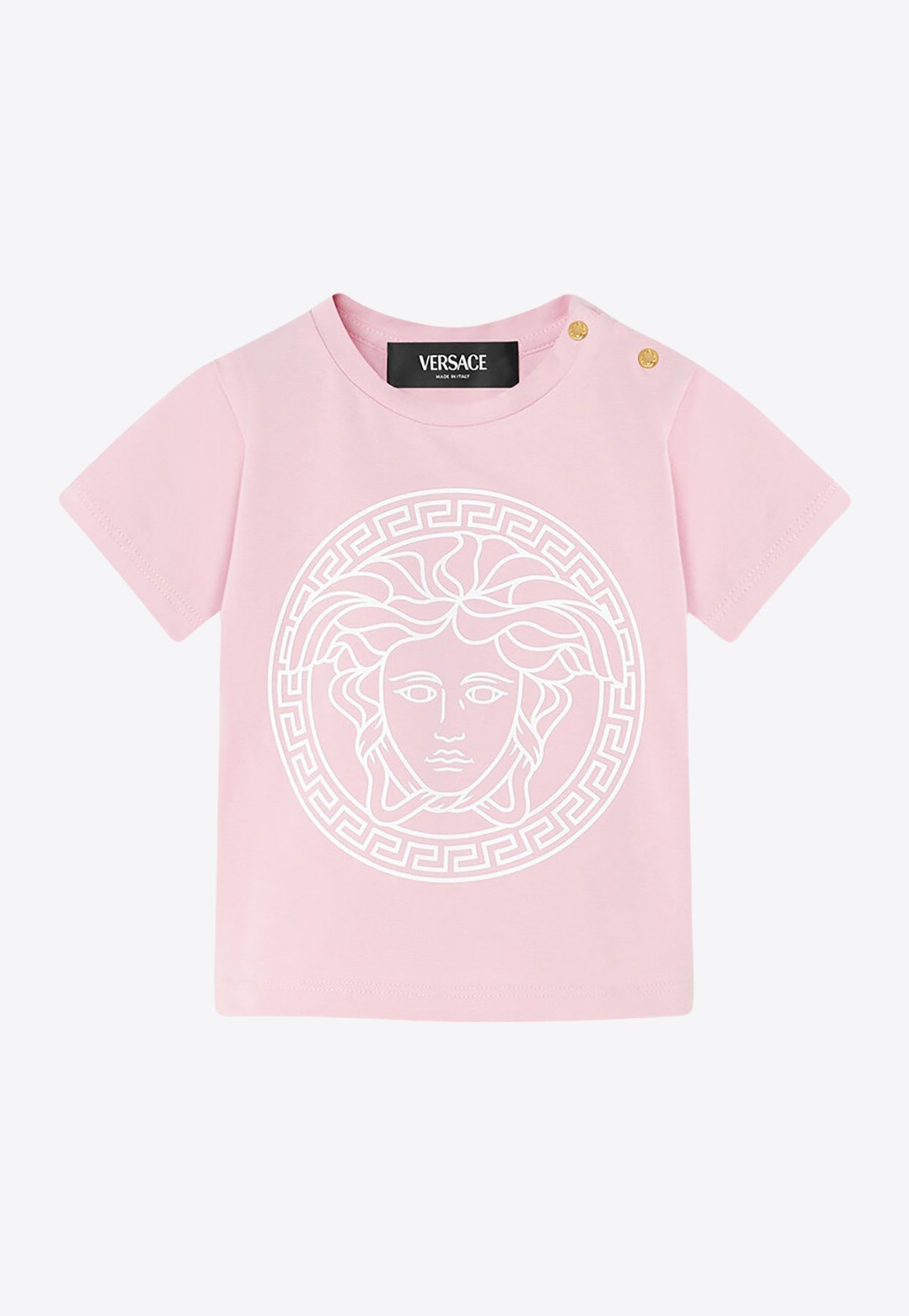 Shop Versace Baby Girls Medusa Crewneck T-shirt In Pink