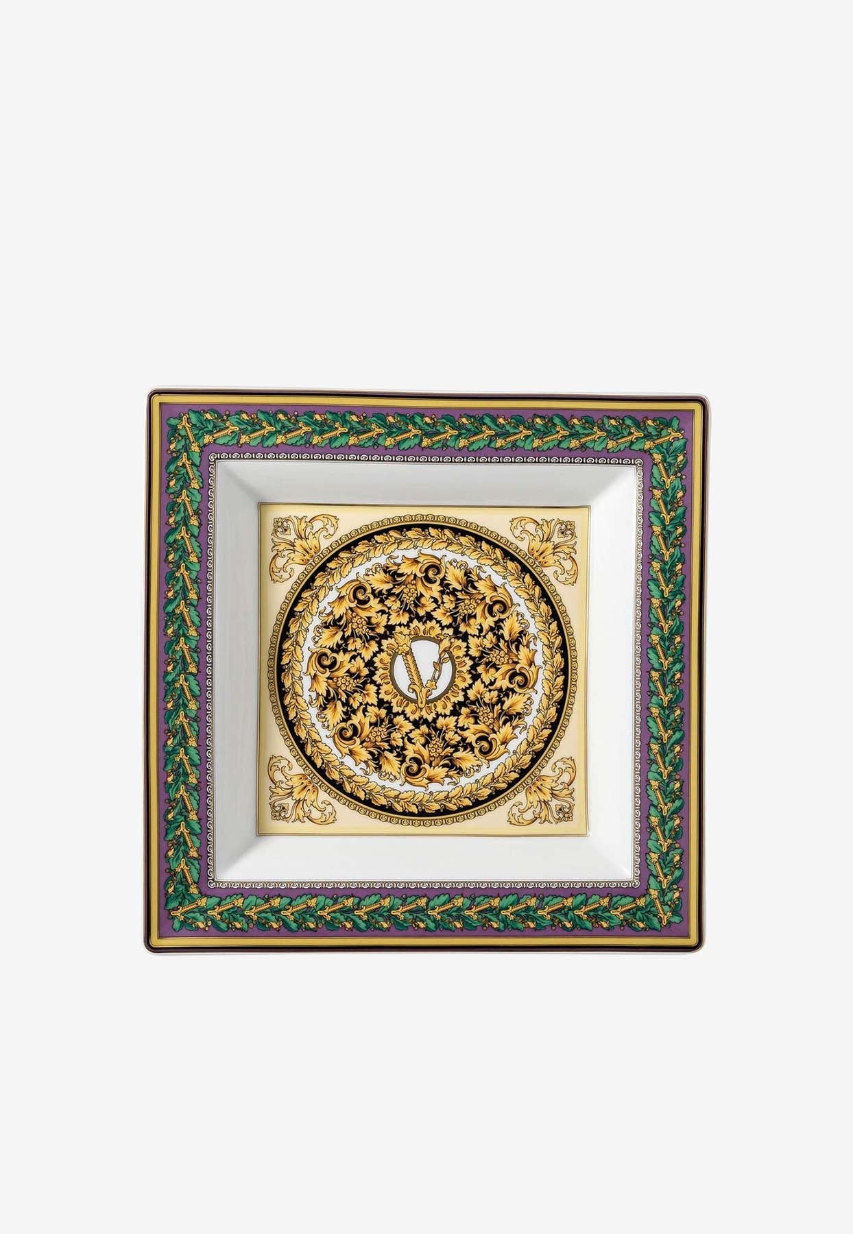 Shop Versace Home Collection Barocco Mosaic Square Plate In Multicolor