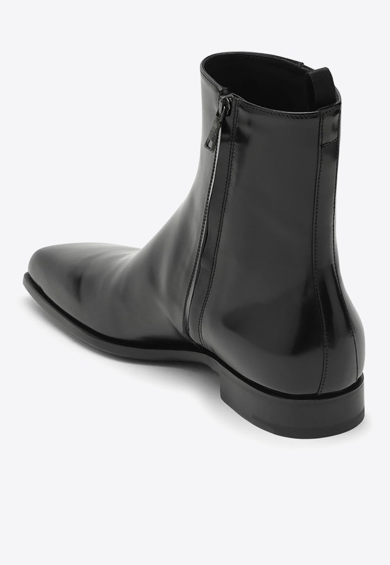 Shop Prada Brushed Leather Ankle Boots In Black