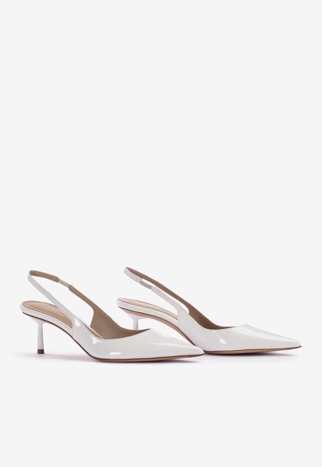 Shop Le Silla Bella 60 Patent Leather Slingback Pumps In White