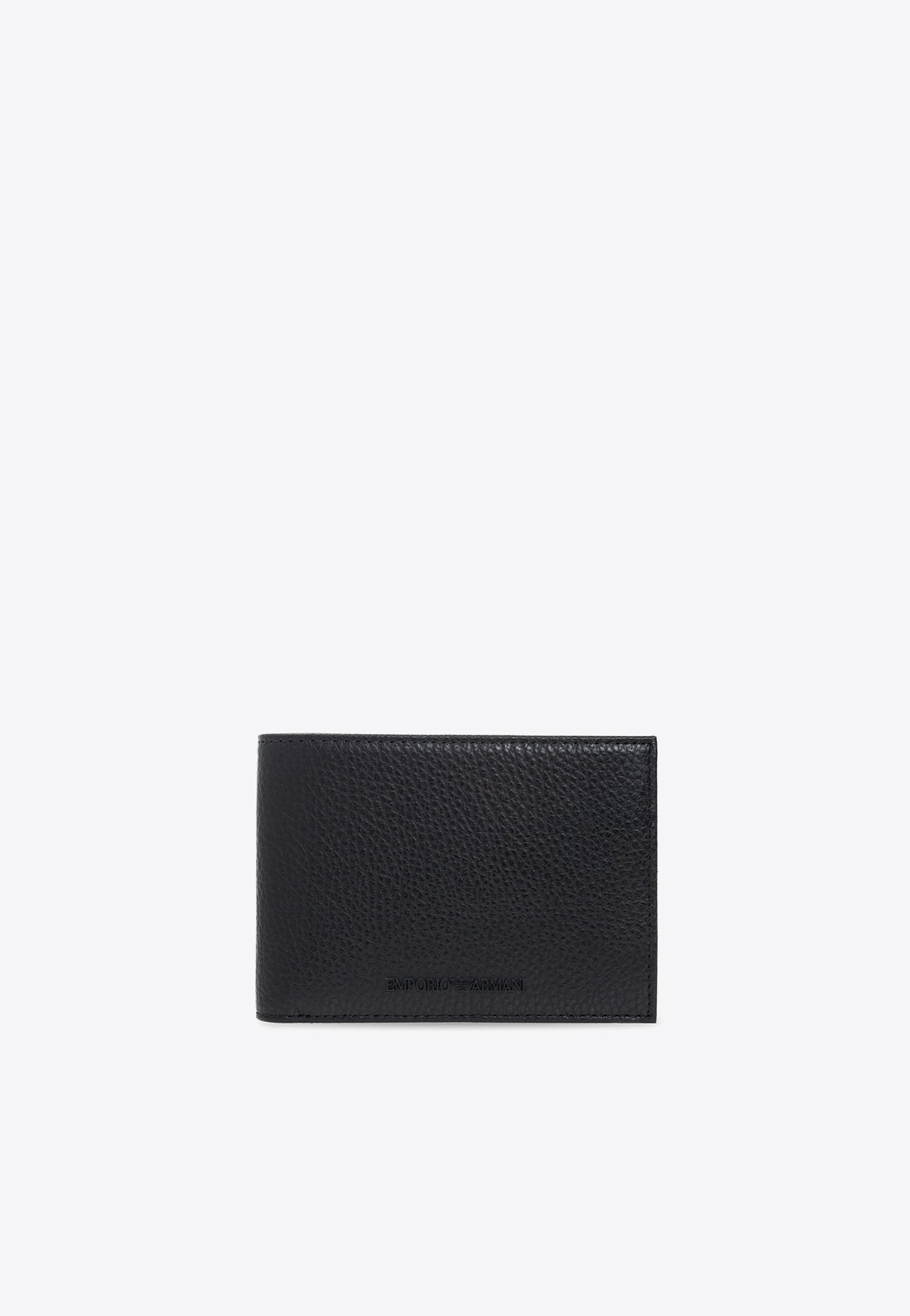 Shop Emporio Armani Bi-fold Leather Wallet And Keyring Set In Black