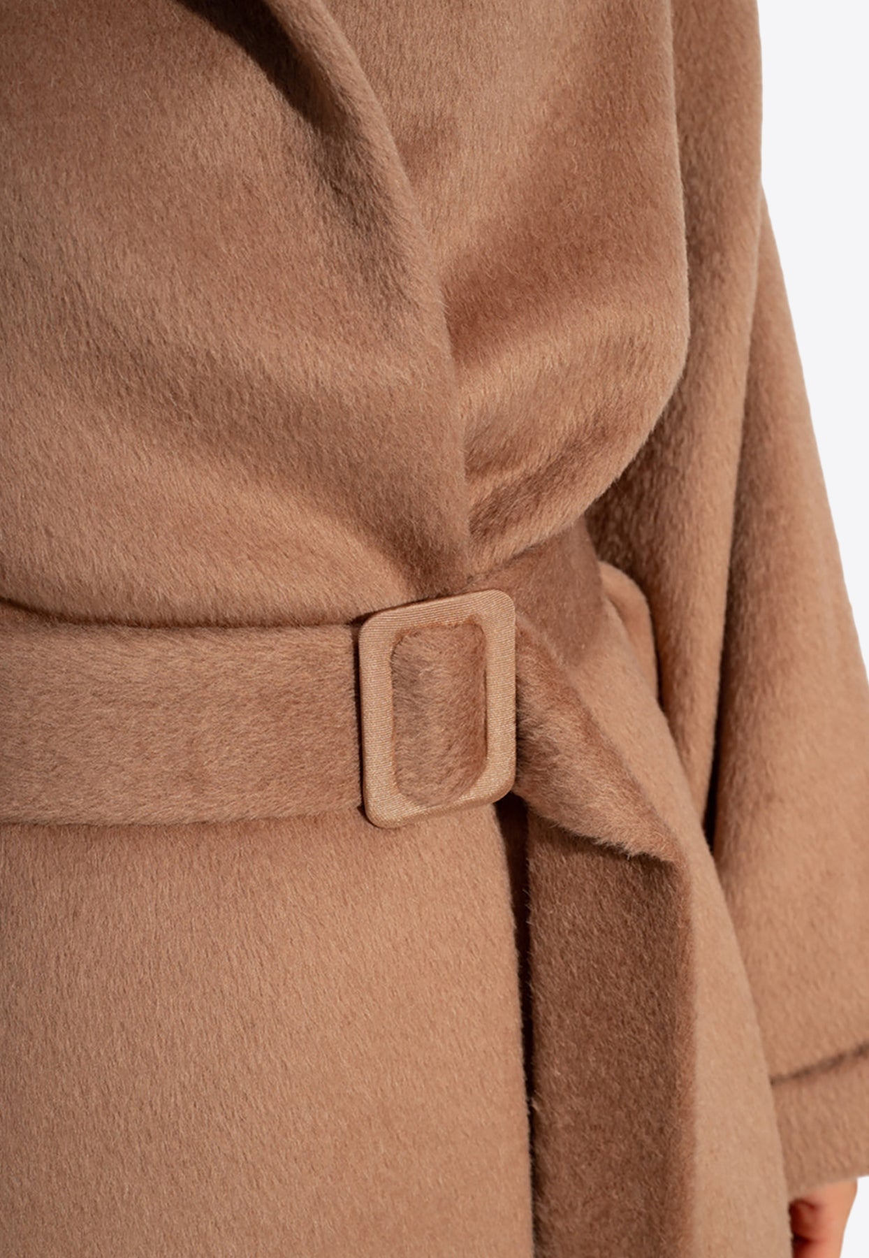 Shop Emporio Armani Belted Long-sleeved Wool Coat In Brown