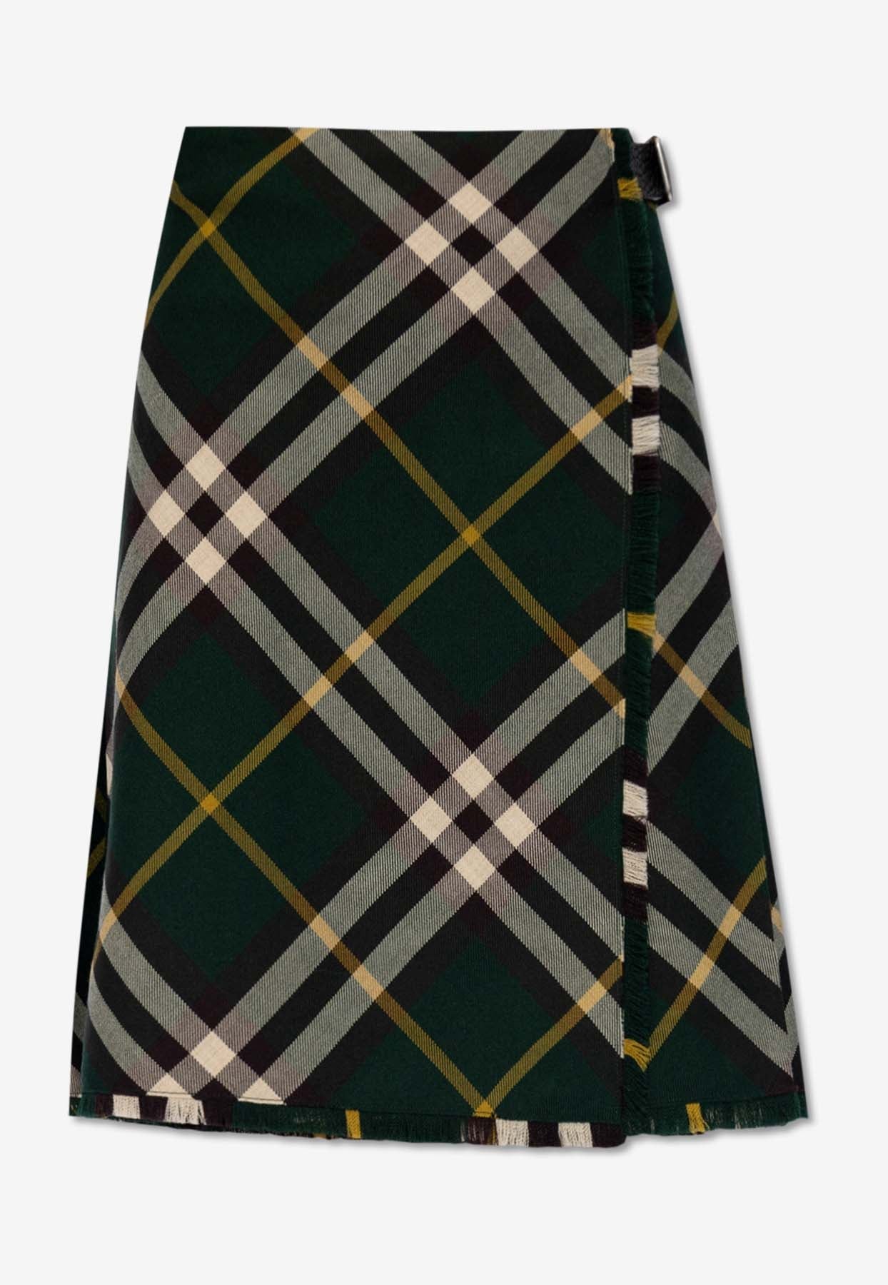Burberry A-line Checked Wrap Skirt In Green