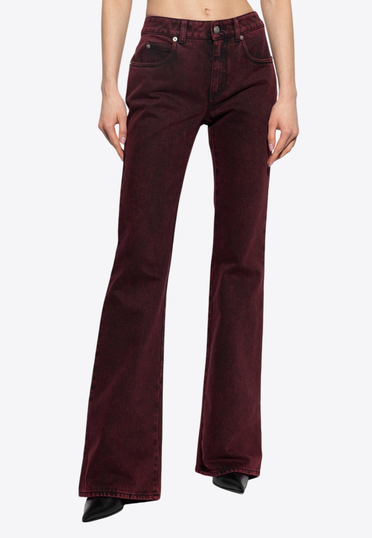 Alexander Mcqueen Flared Jeans In Bordeaux