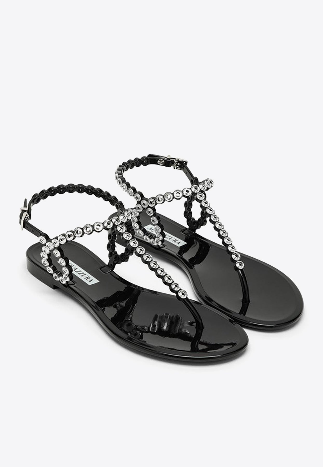 Shop Aquazzura Almost Bare Crystal Embellished Thong Sandals In Black