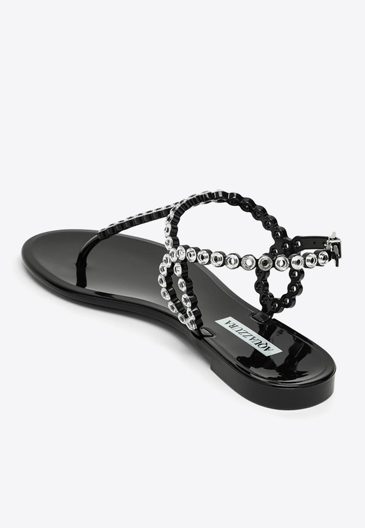 Shop Aquazzura Almost Bare Crystal Embellished Thong Sandals In Black