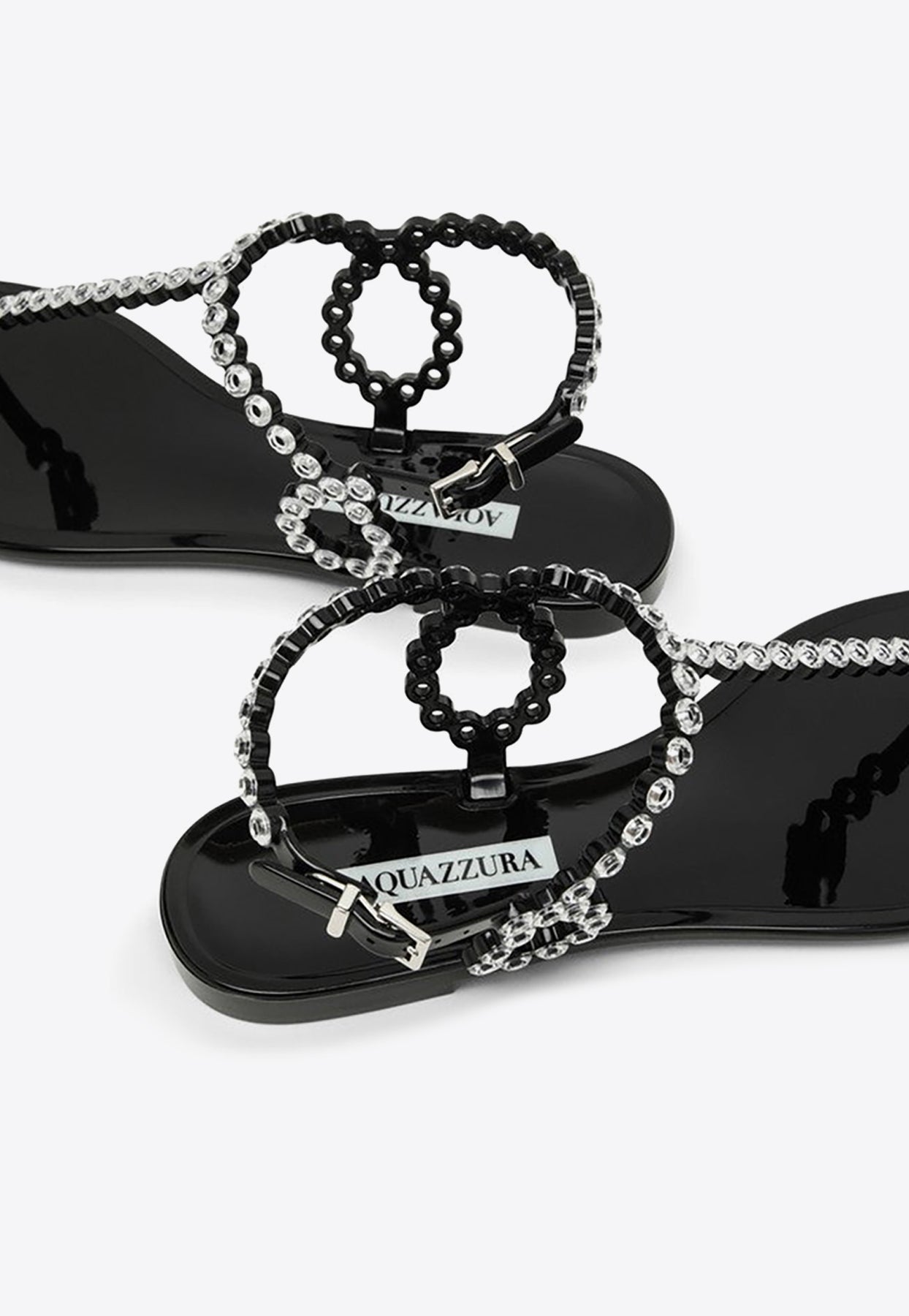 Shop Aquazzura Almost Bare Crystal Embellished Thong Sandals In Black