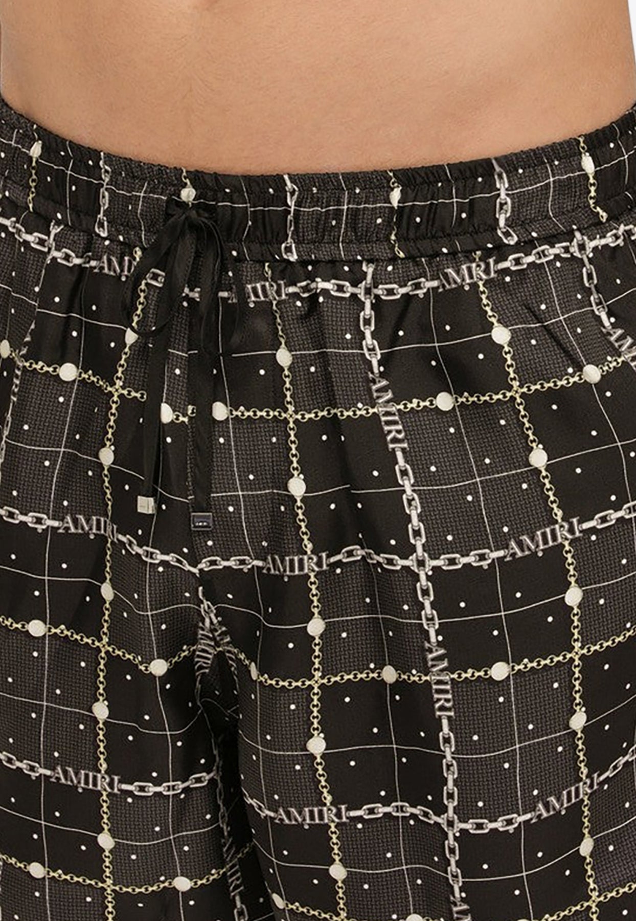 Shop Amiri Chain-pattern Silk Bermuda Shorts In Black