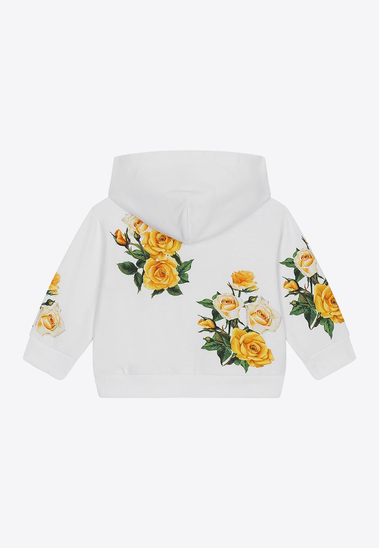 Shop Dolce & Gabbana Baby Girls Rose Print Zip-up Hoodie In White