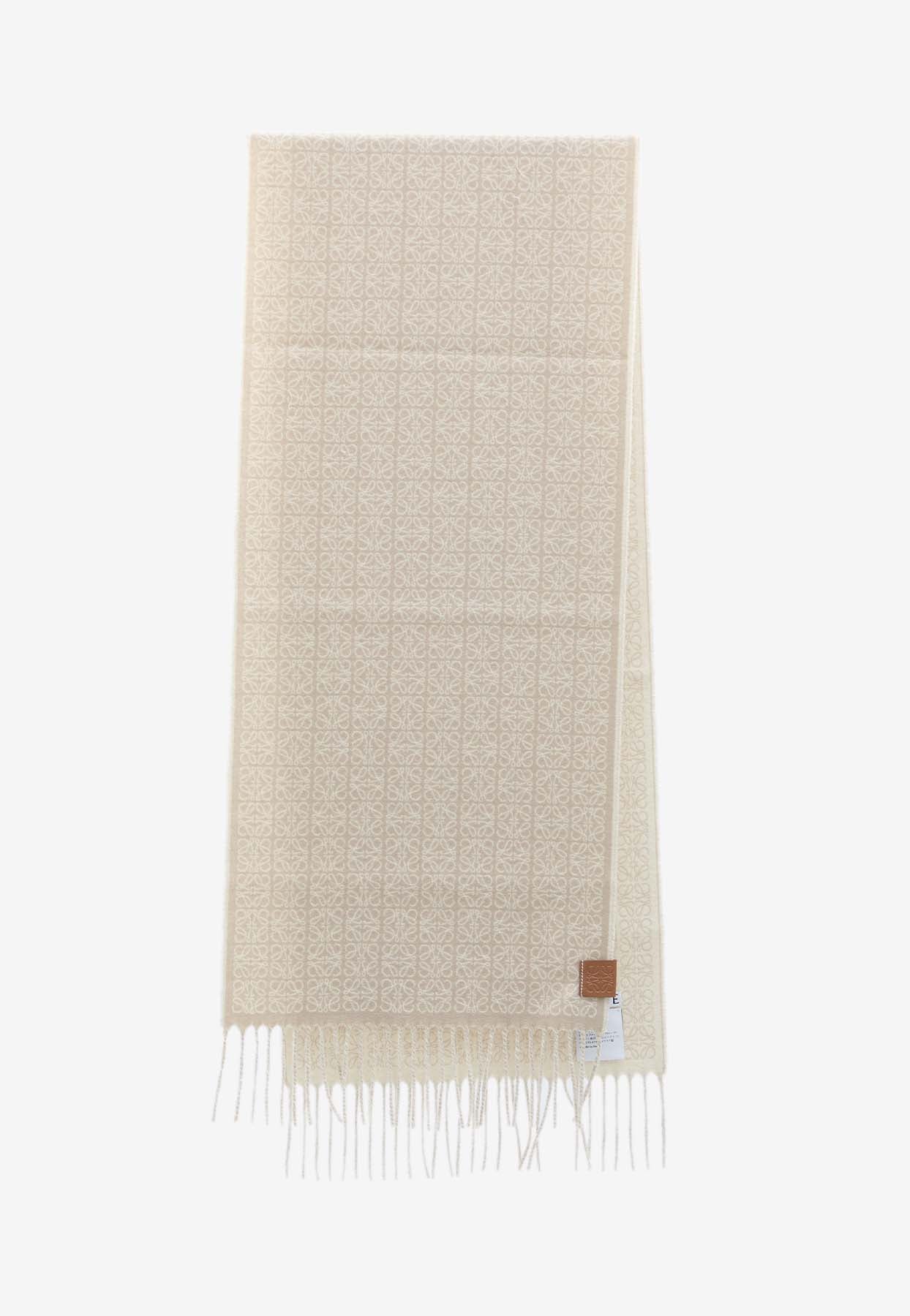 Loewe All-over Anagram Scarf In Neutral