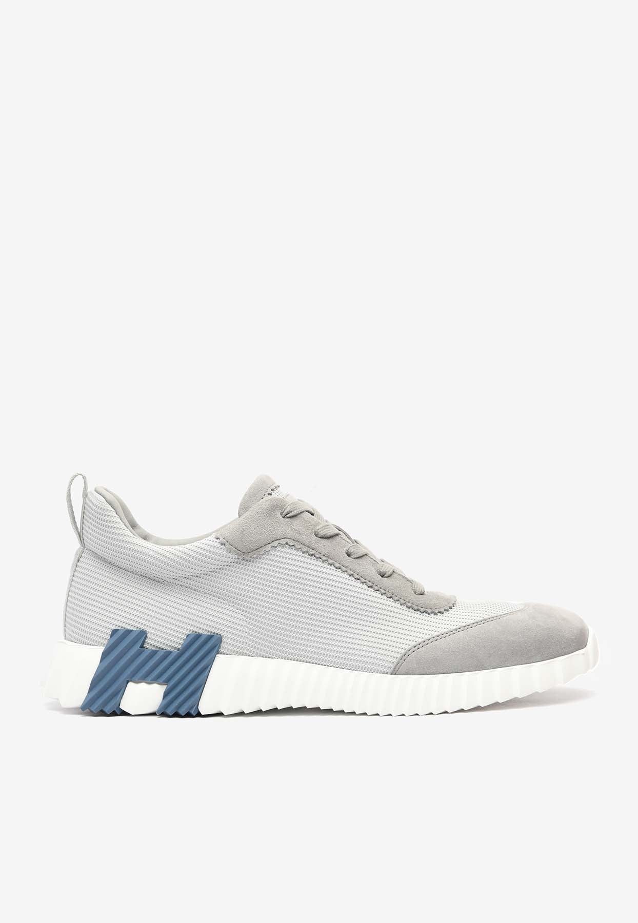 Hermes Bouncing Low-top Sneakers In Gris Temperance Mesh And Suede In Gray